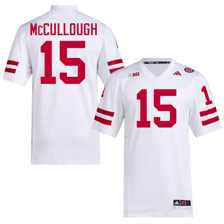 Nebraska Cornhuskers #15 Dasan McCullough College Football Jersey Stitched-White Nebraska Cornhuskers #15 Dasan McCullough College Football Jersey Stitched-White